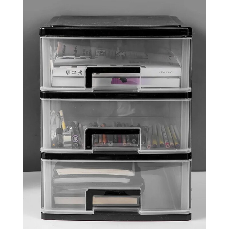 Cajonero organizador con 3 cajones 25x34x32cm Negro