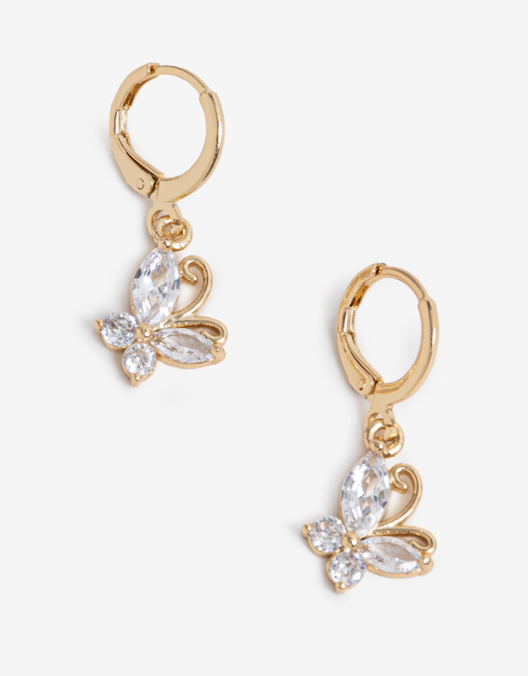 Aros Argollas Cubic zirconia Aros Argolla Mariposa Cubic Zirconia - Dorado