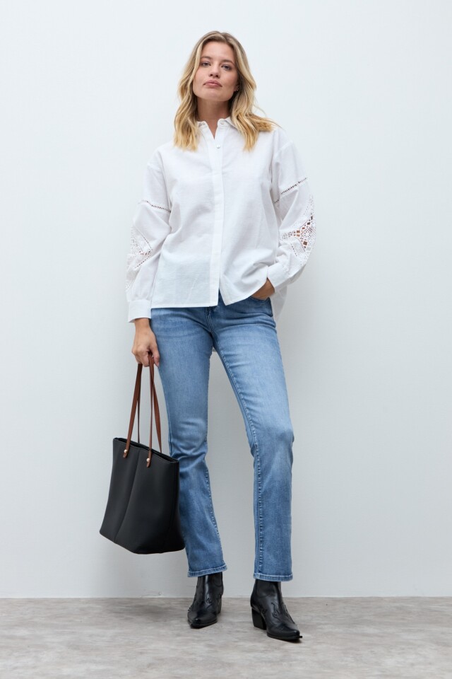 Camisa mangas caladas blanco