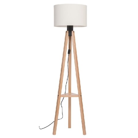VELADOR DE PIE TRIPE ECO E27 MADERA Y PANTALLA BEIGE VELADOR DE PIE TRIPE ECO E27 MADERA Y PANTALLA BEIGE