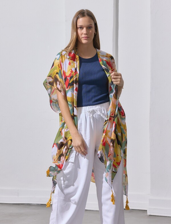 Kimono Printed MULTI/VERDE