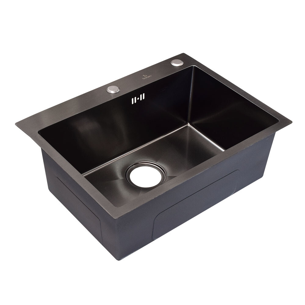 PILETA SIMPLE DE ACERO INOXIDABLE 201 NEGRO MATE CON DISPENSADOR DE JABÓN Pileta Simple De Acero Inoxidable 201 Negro Mate Con Dispensador De Jabón