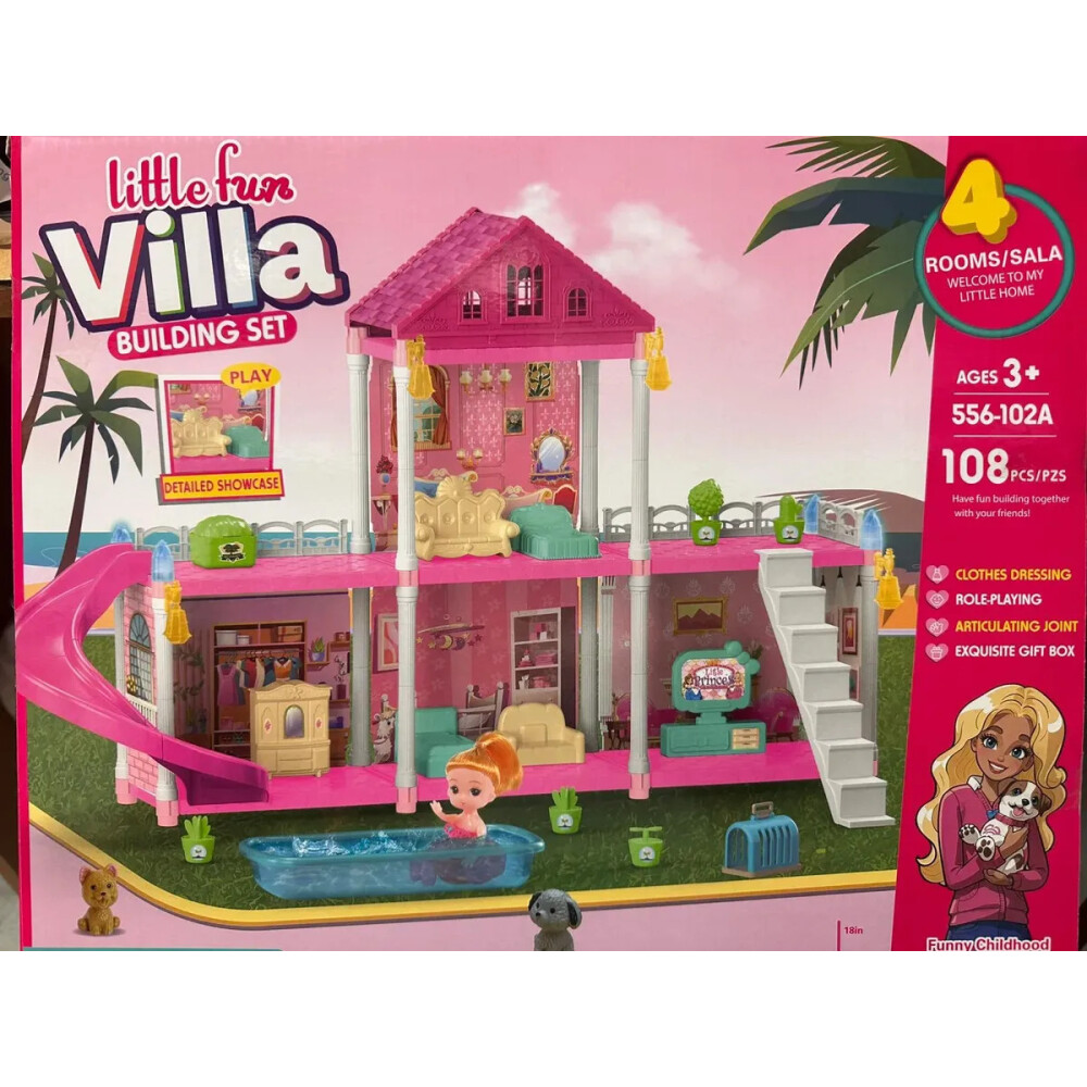 Casa de muñecas con togogán y piscina 108pcs Casa de muñecas con togogán y piscina 108pcs