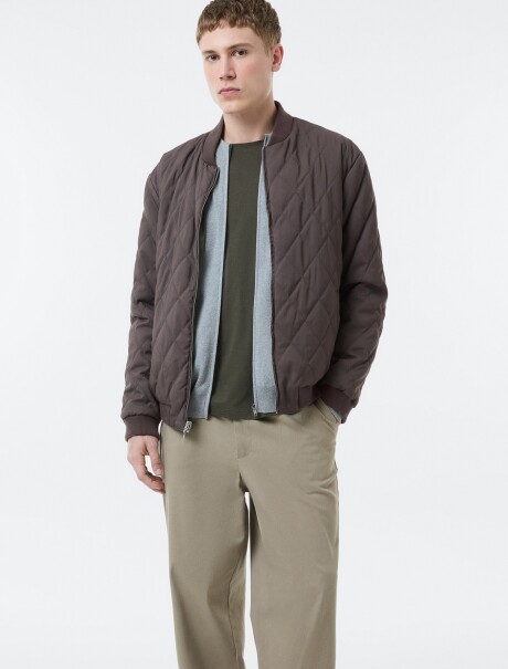 CAMPERA BOMBER ACOLCHADA REVERSIBLE DUPLAFACE MARRÓN Y VERDE MARRÓN