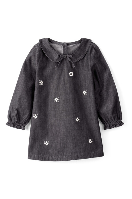 Vestido de chambray, negro, estampado Vestido de chambray, negro, estampado