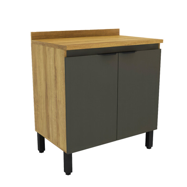 BAJO MESADA DE COCINA MAGNOLIA 2 PUERTAS 800 MM COLOR MIEL/GRAFITO Bajo Mesada De Cocina Magnolia 2 Puertas 800 Mm Color Miel/grafito