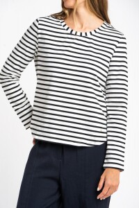 Remera Rayada Algodón Nácar