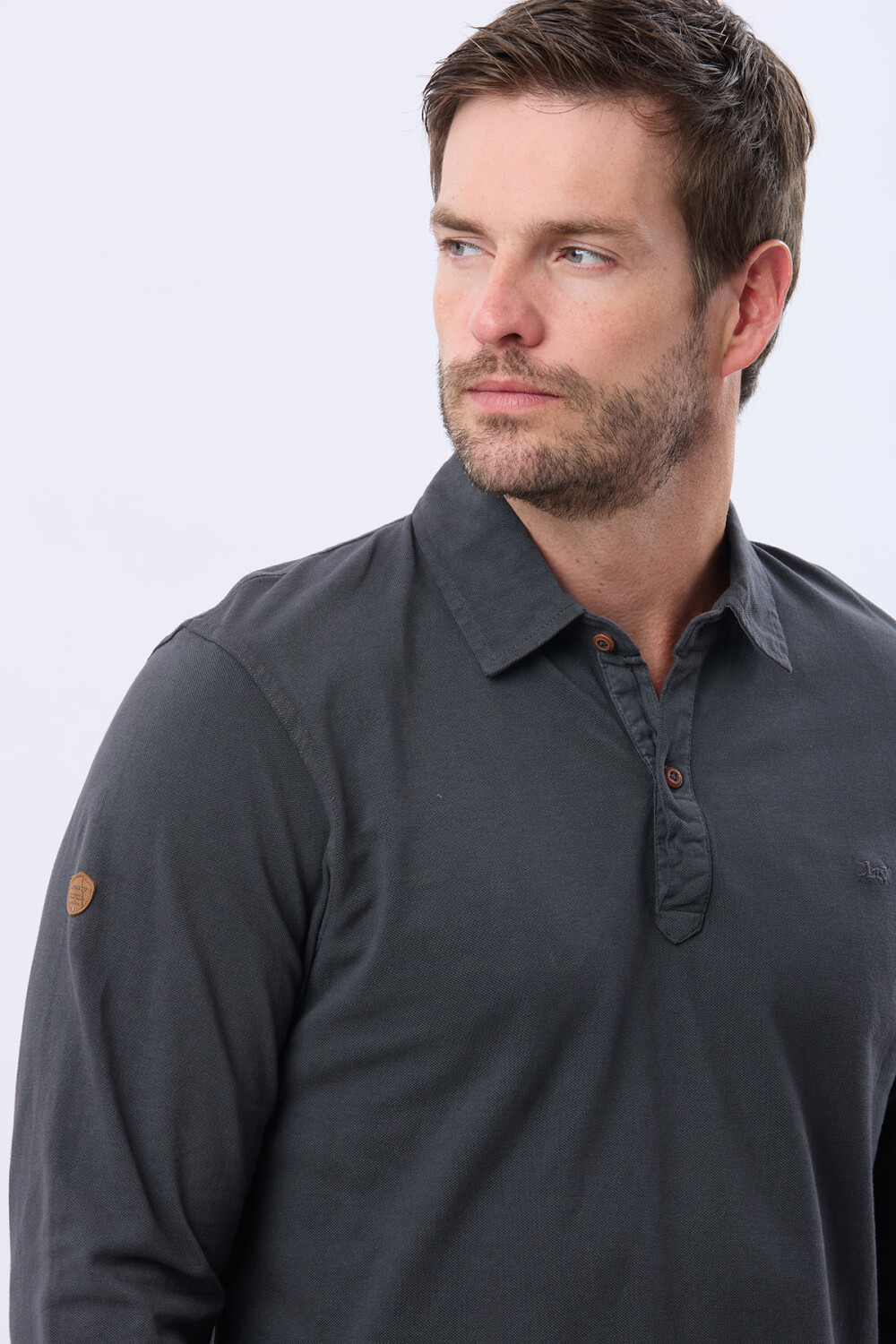 REMERA POLO LISA PIQUE Gris