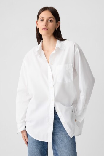 Camisa Poplin Big Shirt Mujer Optic White