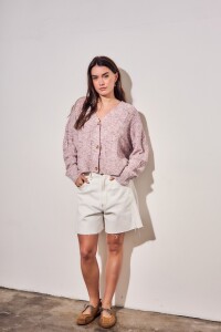 Cardigan Texturado Rosa Viejo