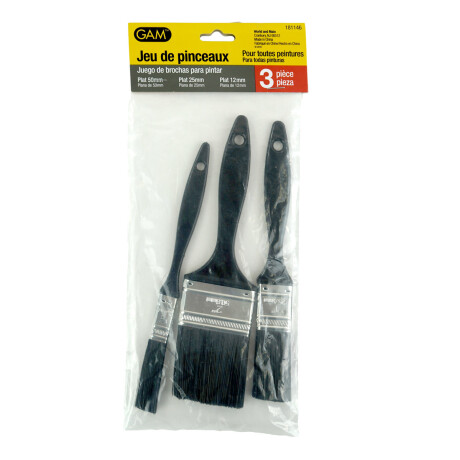 PINCEL SET X3PCS P/PINTOR MANGO MADERA NEGRO DIF TAMAÑOS BOLSA PINCEL SET X3PCS P/PINTOR MANGO MADERA NEGRO DIF TAMAÑOS BOLSA