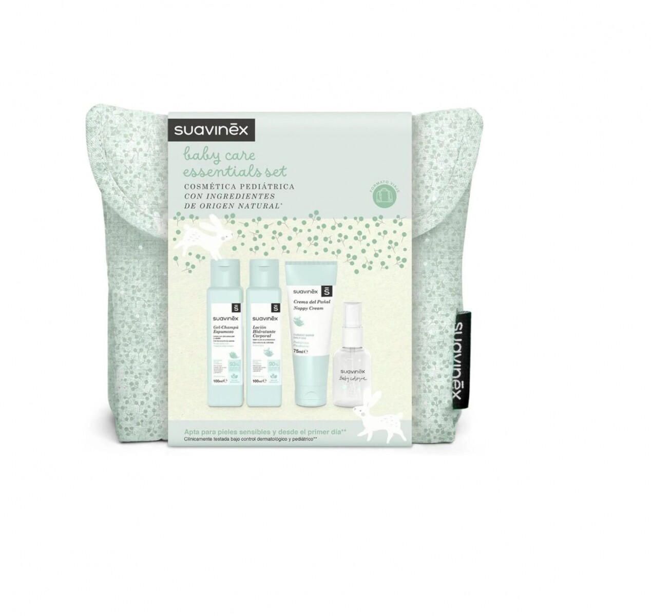 Set neccesaire cuidados cosmetica SUAVINEX - verde agua 