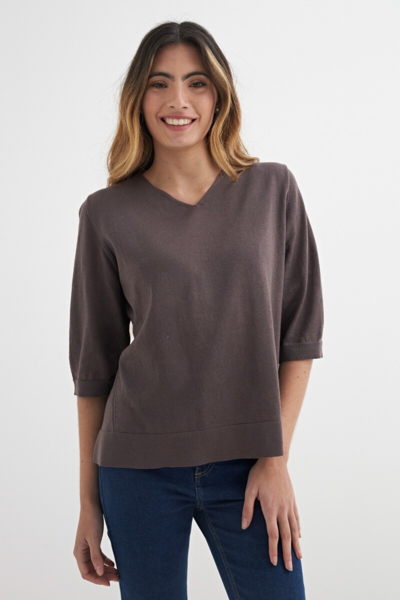 Sweater manga 3/4 TOSTADO