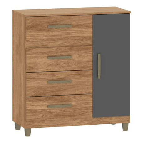 CÓMODA CAJONERA GUARDARROPA 4 CAJONES 1 PUERTA MARRÓN-GRIS