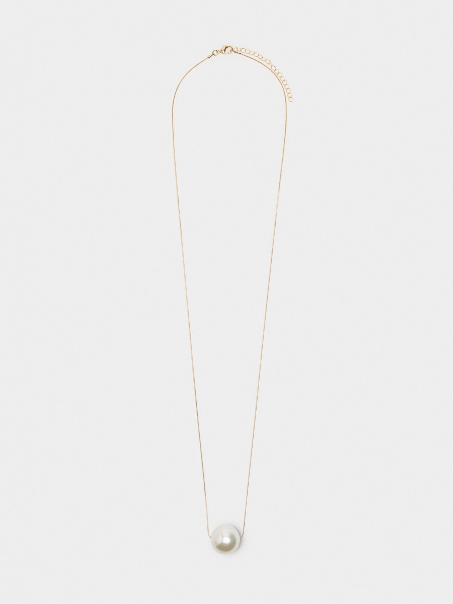 Collar Largo Con Perla blanco