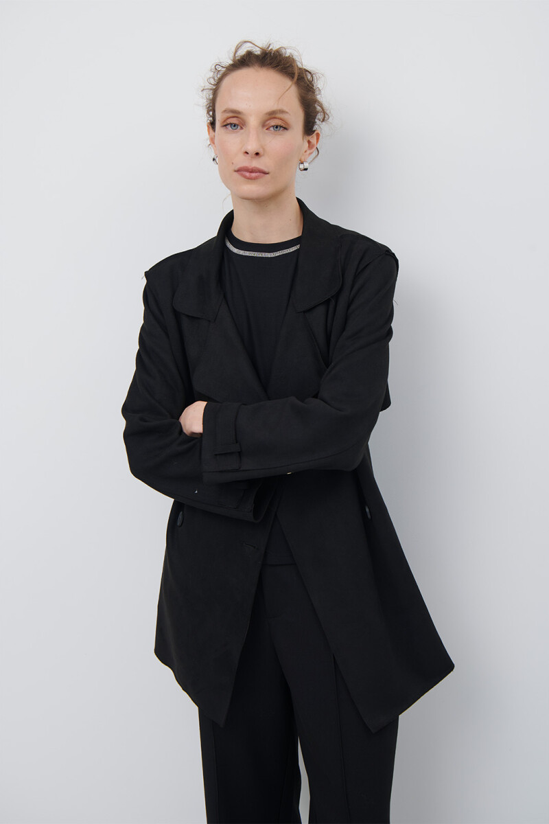 TRENCH SUEDE NEGRO