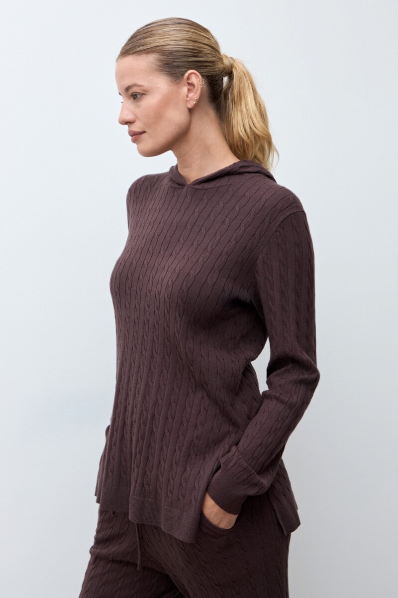 Hoodie tejido estructuras chocolate