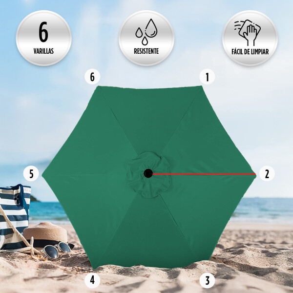 Sombrilla Grande Para Jardin Reforzada 2.70 M Acero Premium Con Manija Playa Filtro Uv Imback Color Verde Sombrilla Grande Para Jardin Reforzada 2.70 M Acero Premium Con Manija Playa Filtro Uv Imback Color Verde