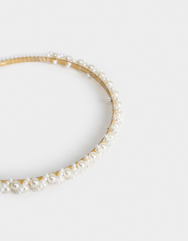 Vinchas Rígidas Con perlas Vincha Rígida Perlas - Blanco Crudo