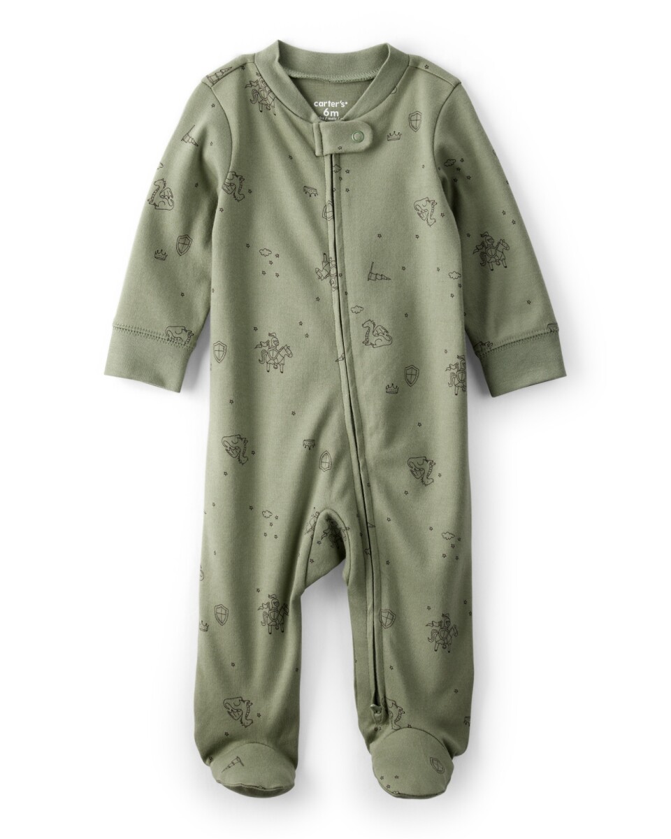 Pijama una pieza de algodón, con pie, diseño dragón 