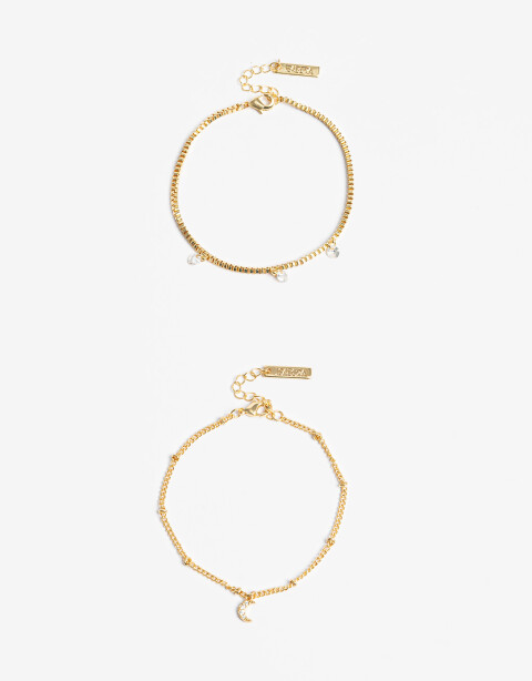 Pulseras Flexibles Sets Cubic zirconia Set De Pulseras Con Cubic Zirconia - Dorado