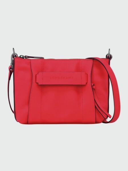 Longchamp -Cartera de cuero con correa extraible, 3D Rojo