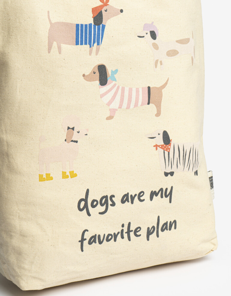 Bolsas reutilizables Tote Bag Perro Salchicha - Blanco Crudo