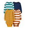 Set de Bodies Carters x4 Talle RN Strioed Mostaza