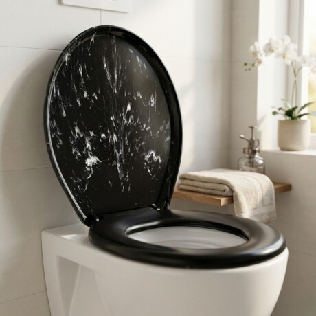 Asiento de inodoro acolchonado Universal Atlas MARMOL NEGRO
