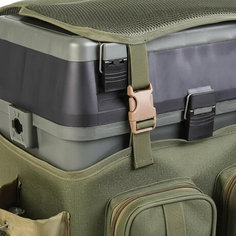 Mochila De Pesca 4En1 Mult Bolsillos Caja Plást C/Divisiones Verde