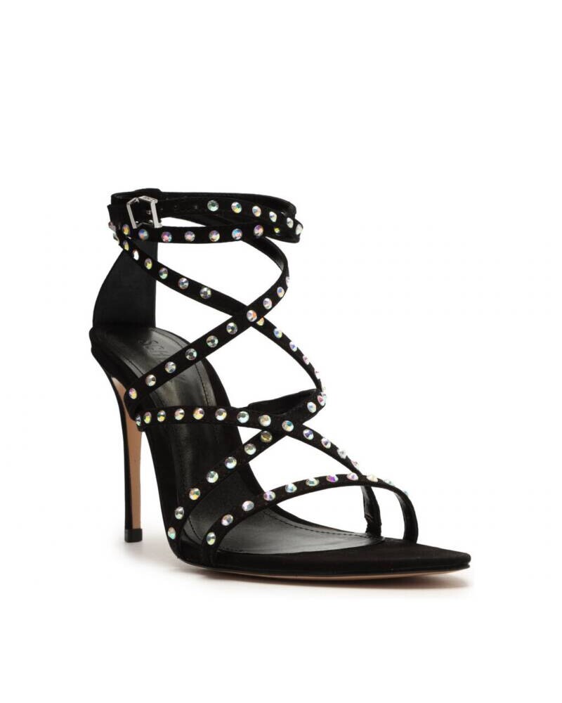 Sandalia Taco Alto Fino Negro Brillos U