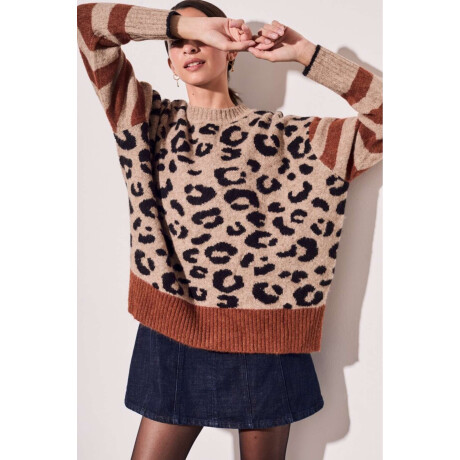Sweater Animal Print Mangas Rayadas Multi