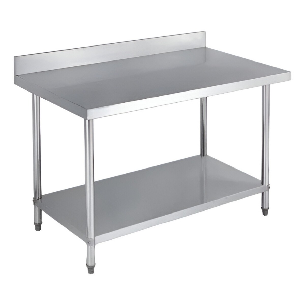 Mesada de Acero Inoxidable con Zócalo y Estante 180 cm | Lundar BV700-180B 