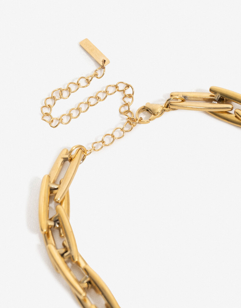 Collares Cortos Metal Collar Corto De Acero - Dorado