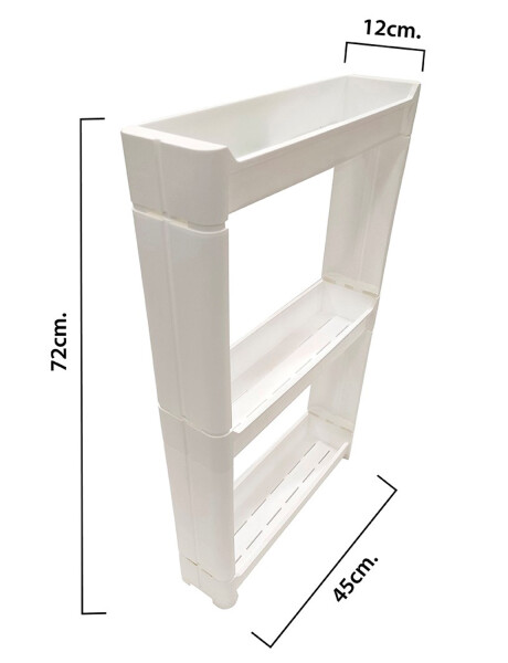 Mueble estantería de plástico con 3 estantes regulables y ruedas Mueble estantería de plástico con 3 estantes regulables y ruedas