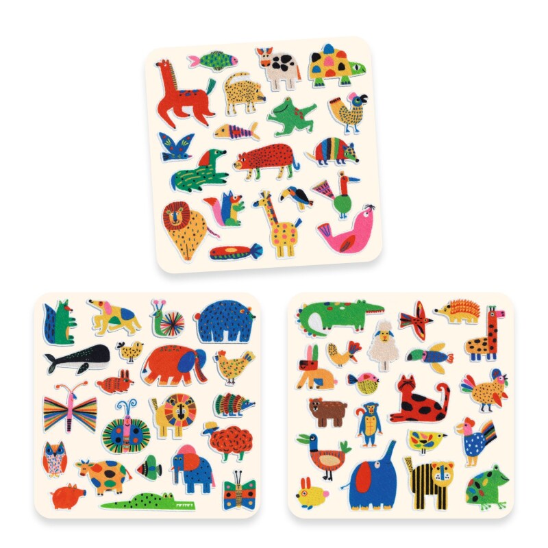 DJ0095 Set X 60 Stickers Suaves Y Grandes Djeco Animals 18m+