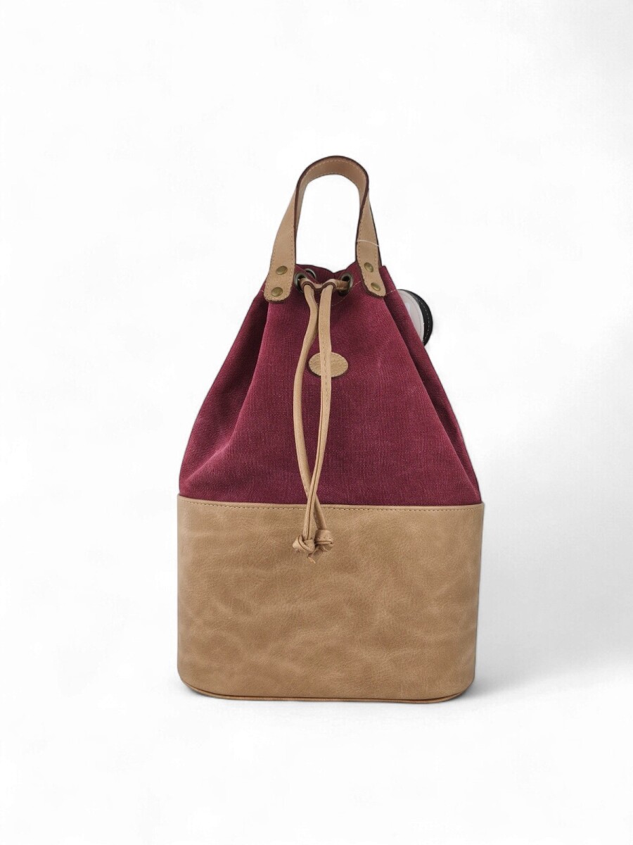 Matera bolso con división - Beige con Bordó 