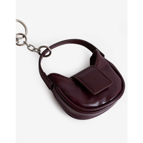 Llavero Y Mini Bag Con Solapa Rojo Burdeaux