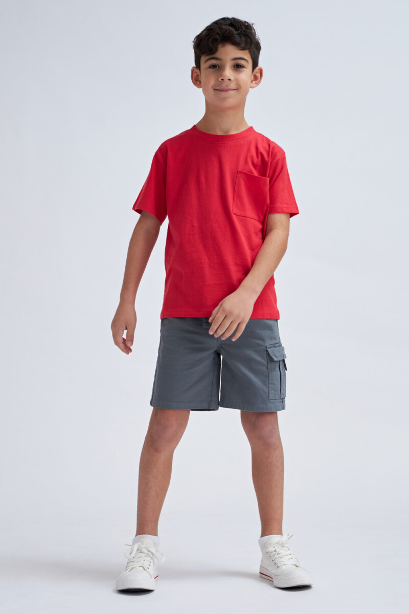 Remera manga corta con bolsillo Rojo