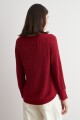Sweater cinta ruedo curvo carmesí