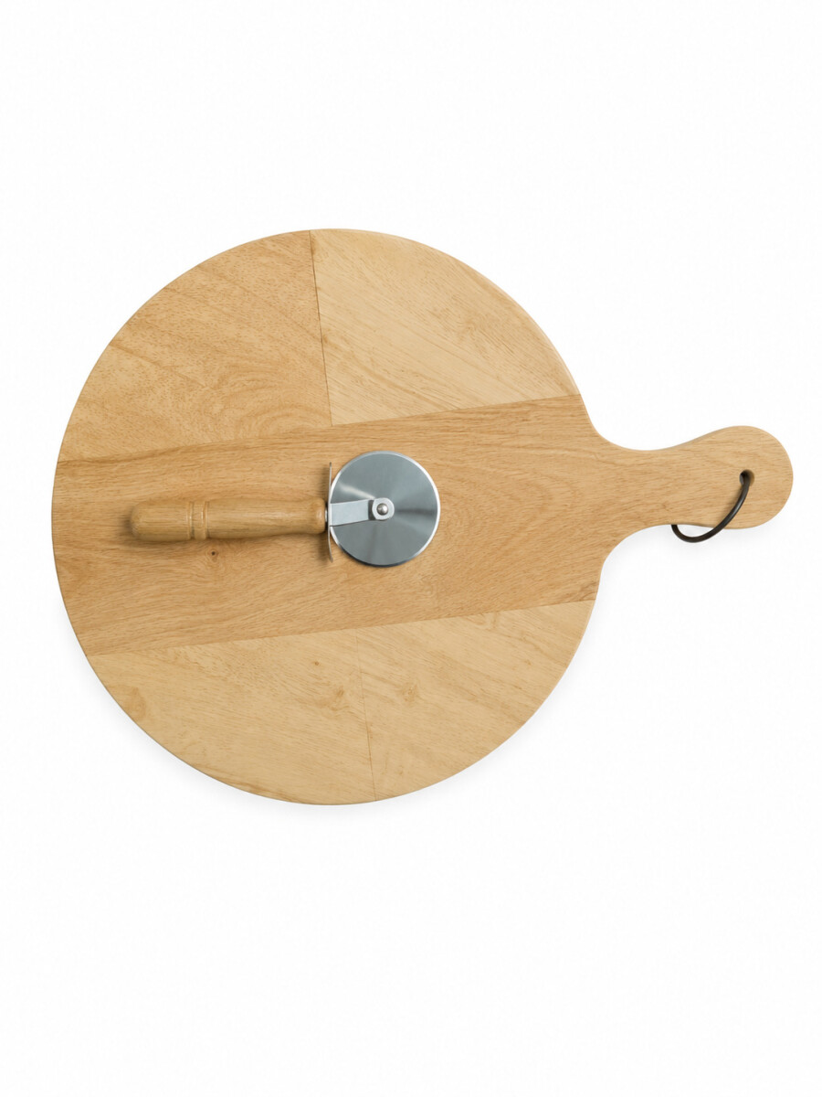 TABLA DE PIZZA CON CUCHILLO - MADERA 