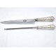 Cuchillo Hoja De 20 Cm Y Chaira, Cabo Plata Y Oro, Vaina De Cuero Cuchillo Hoja De 20 Cm Y Chaira, Cabo Plata Y Oro, Vaina De Cuero