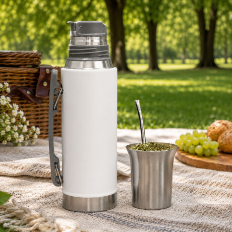 Termo 1Lt Acero Inox con Manija Retráctil y Tapa Mate Comet Blanco