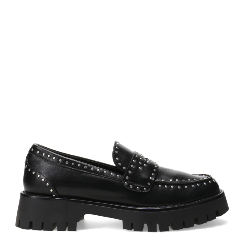 Zapatos de Mujer Miss Carol mocasin KANU con tachas Negro - Plateado