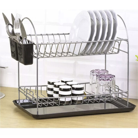 Escurridor de Platos Cromado con 2 Niveles y Bandeja Metalife Cromado