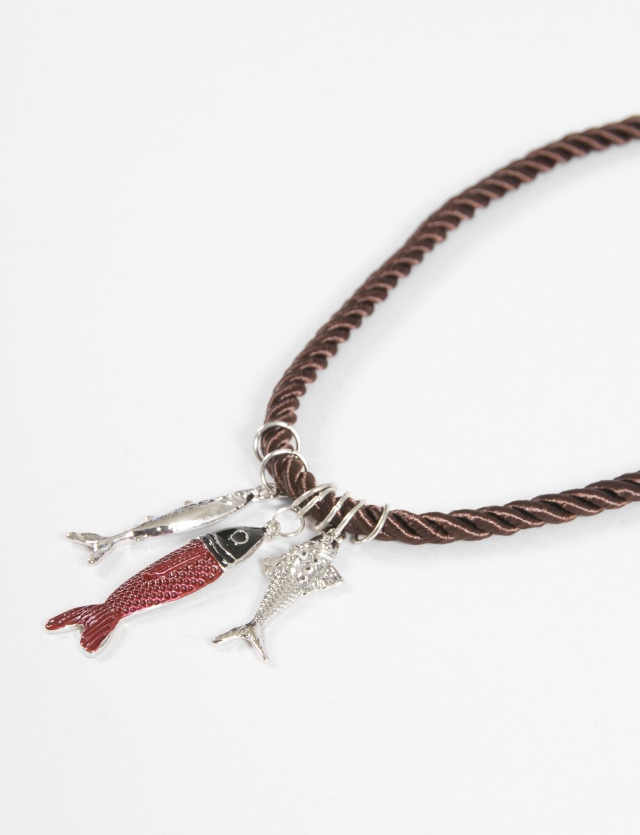Collar cordon dije peces - plateado 