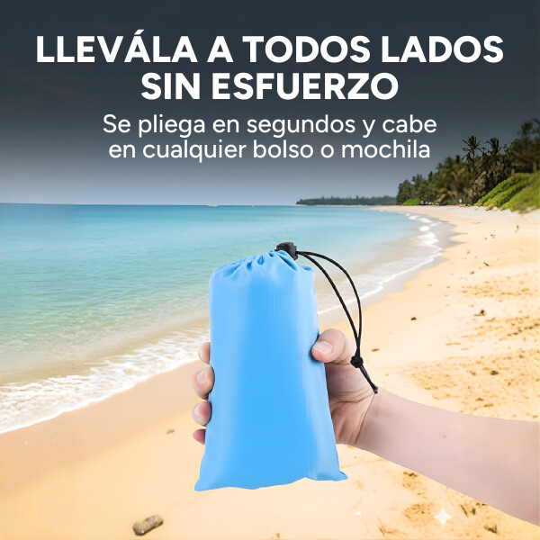 Manta Playa Picnic Camping Tela Oxford 210 X 200 Cm + Bolso Color Celeste