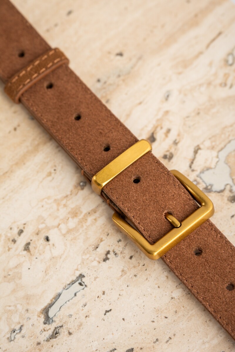 Cinto Gamuza Cuero Marron