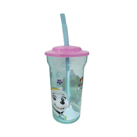 Vaso Plástico Alto con Pajita Paw Patrol 460 ml CELESTE