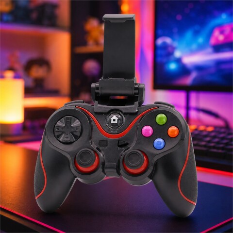 Joystick Bluetooth V8 Recargable con Soporte para Celular Negro 1